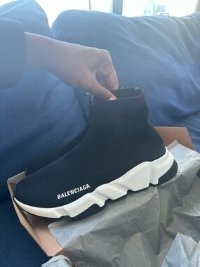 Balenciaga Black and White Sock Sneakers